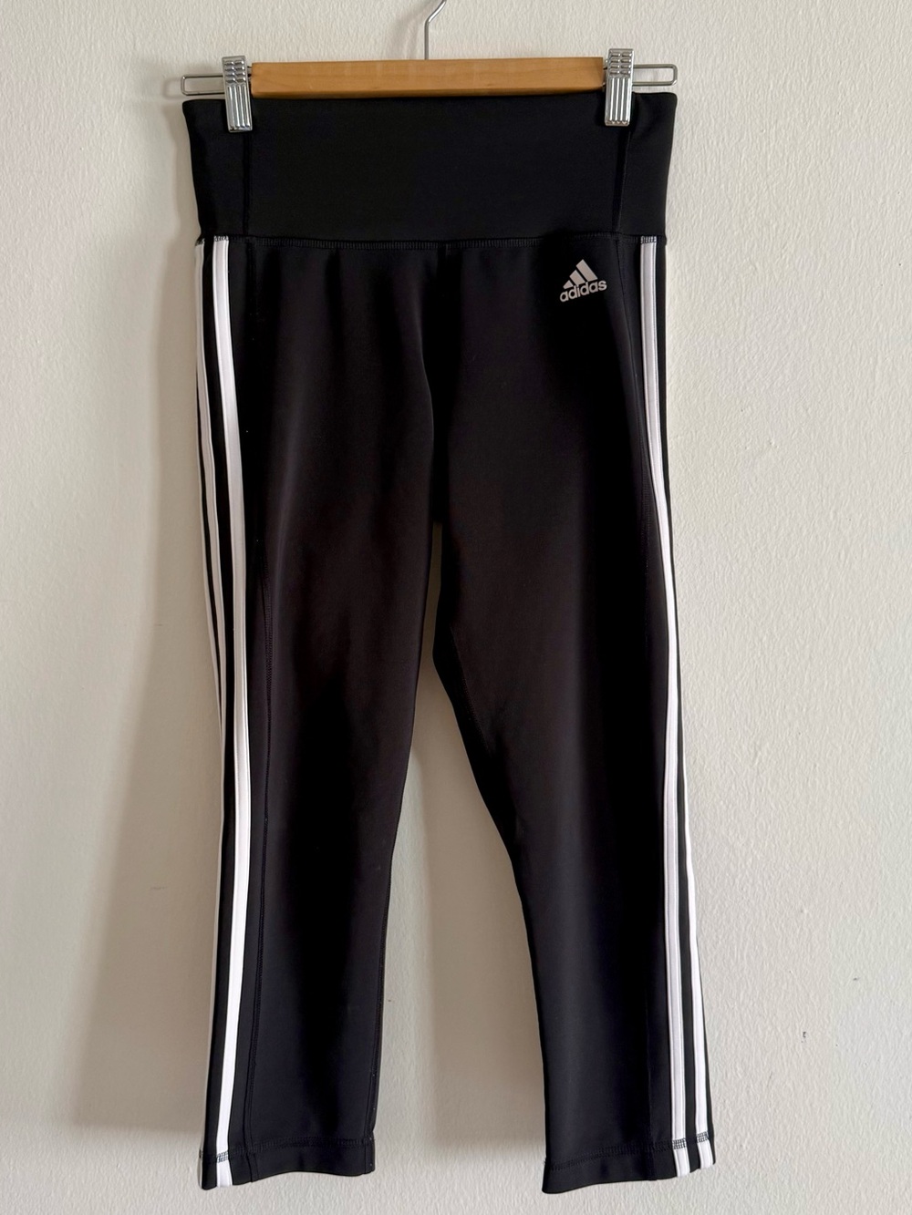 adidas Black Leggings with White Stripes